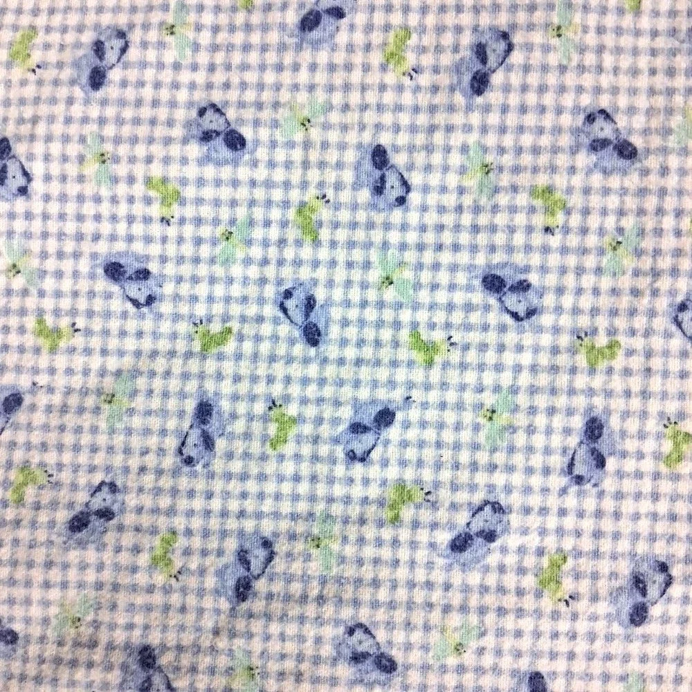 Carter's Child Of Mine ? Blue Gingham Puppy Dog Worm Dragonfly Blanket Receiving